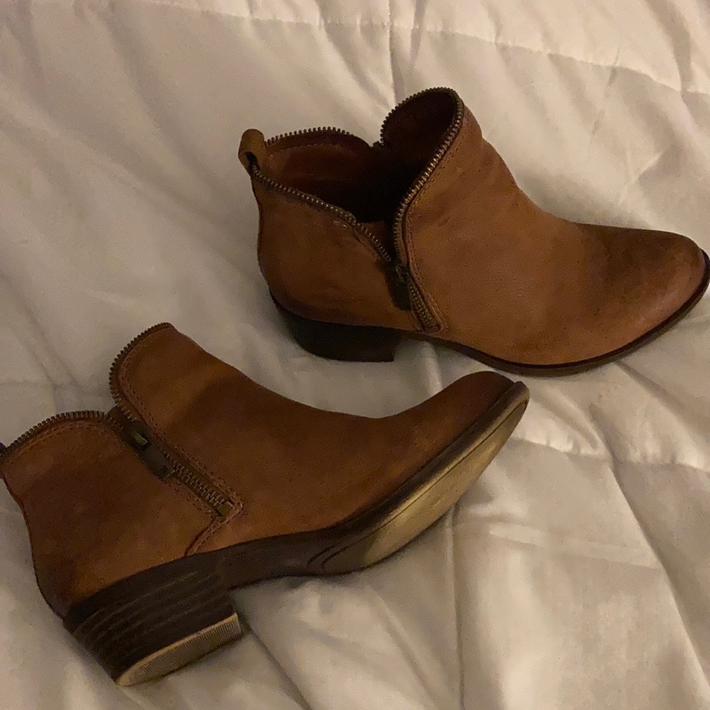 Lucky Brand cognac zipper bootie